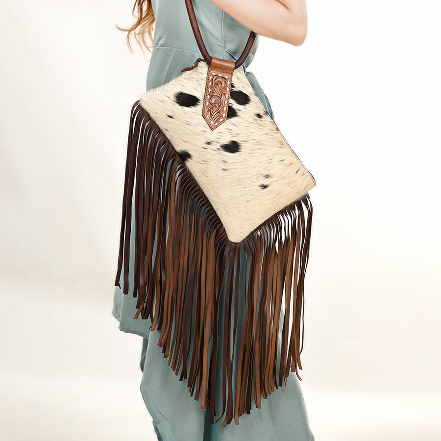 American Darling Wristlet Hand Tooled Hair On Genuine Leather Western Women Bag | Handbag Purse Travel Clutch