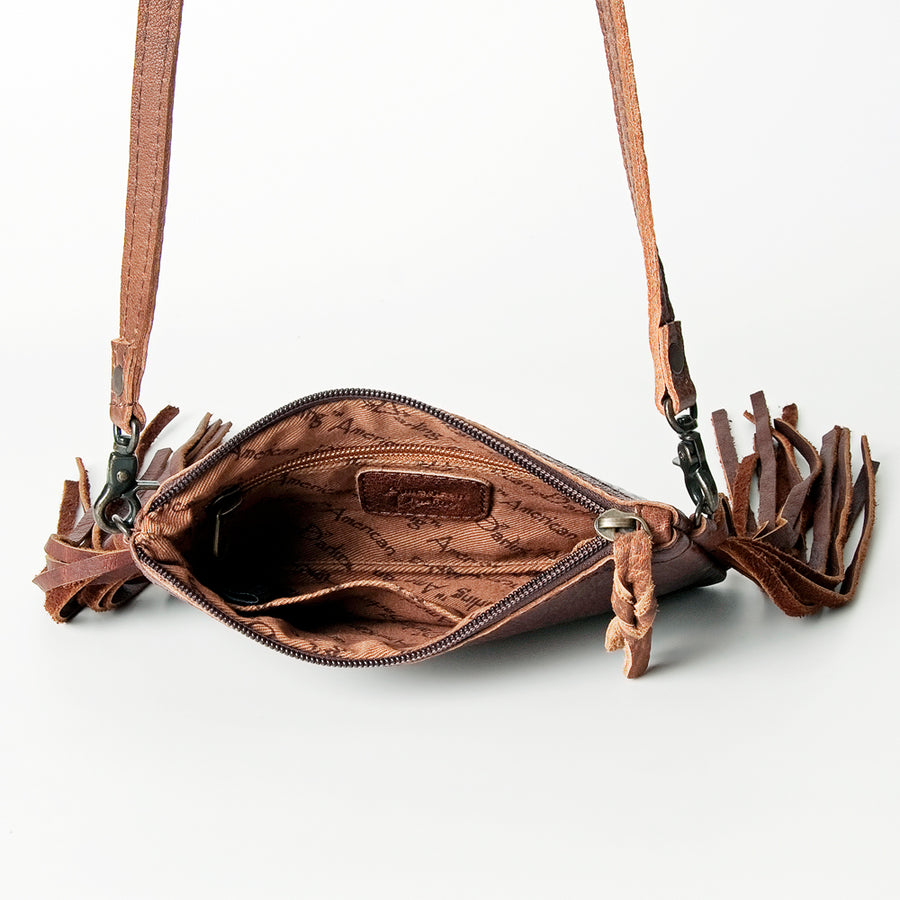 American Darling Wallet Bag for Women, Crocodile Embossed Full Grain Leather Western Clutch with YKK Zipper & Wrist Strap