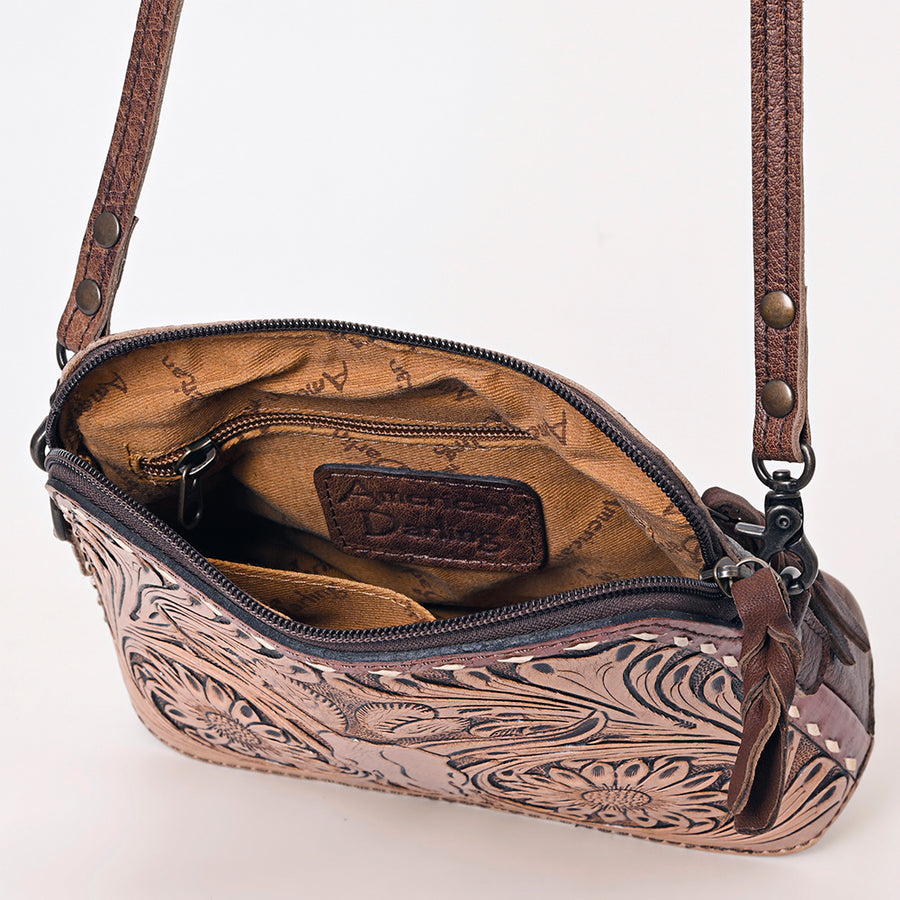 American Darling Wallet for Women, Hand Tooled Floral Leather, Vegetable-Tanned Full Grain Western Clutch with YKK Zipper