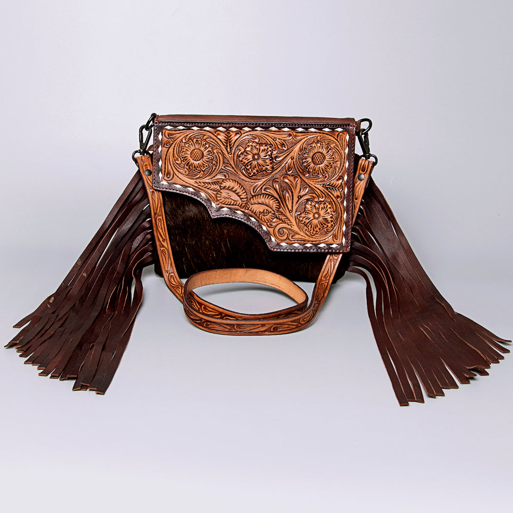 American Darling Cross Body Hand Tooled Hair on-Genuine Leather Western Women Bag Handbag Purse | Crossbody for Cute