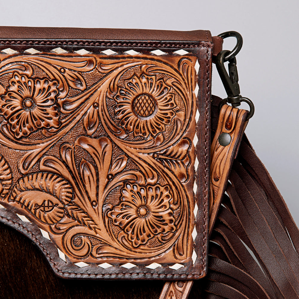 American Darling Cross Body Hand Tooled Hair on-Genuine Leather Western Women Bag Handbag Purse | Crossbody for Cute