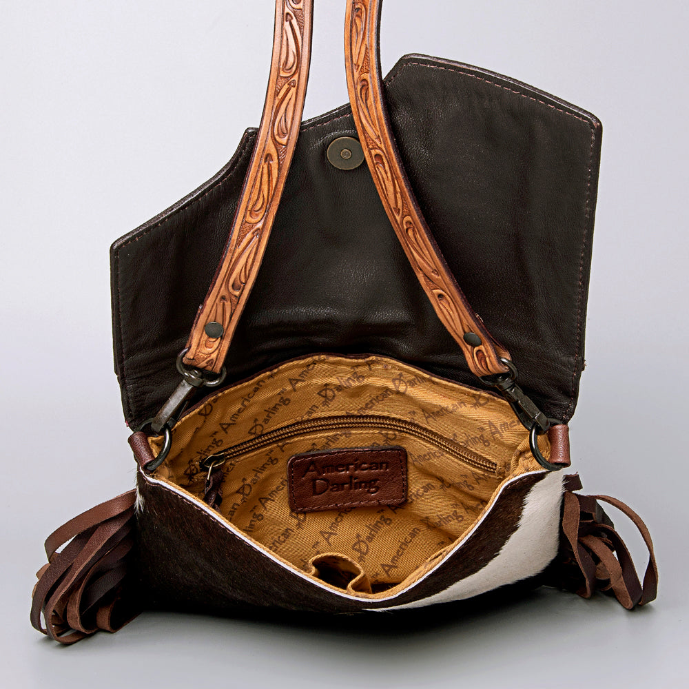 American Darling Cross Body Hand Tooled Hair on-Genuine Leather Western Women Bag Handbag Purse | Crossbody for Cute