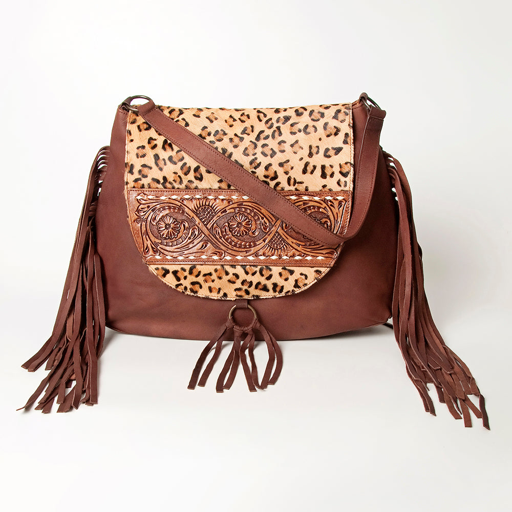 American Darling Messenger Hand Tooled Hair On Genuine Leather Western Women Bag Handbag Purse |