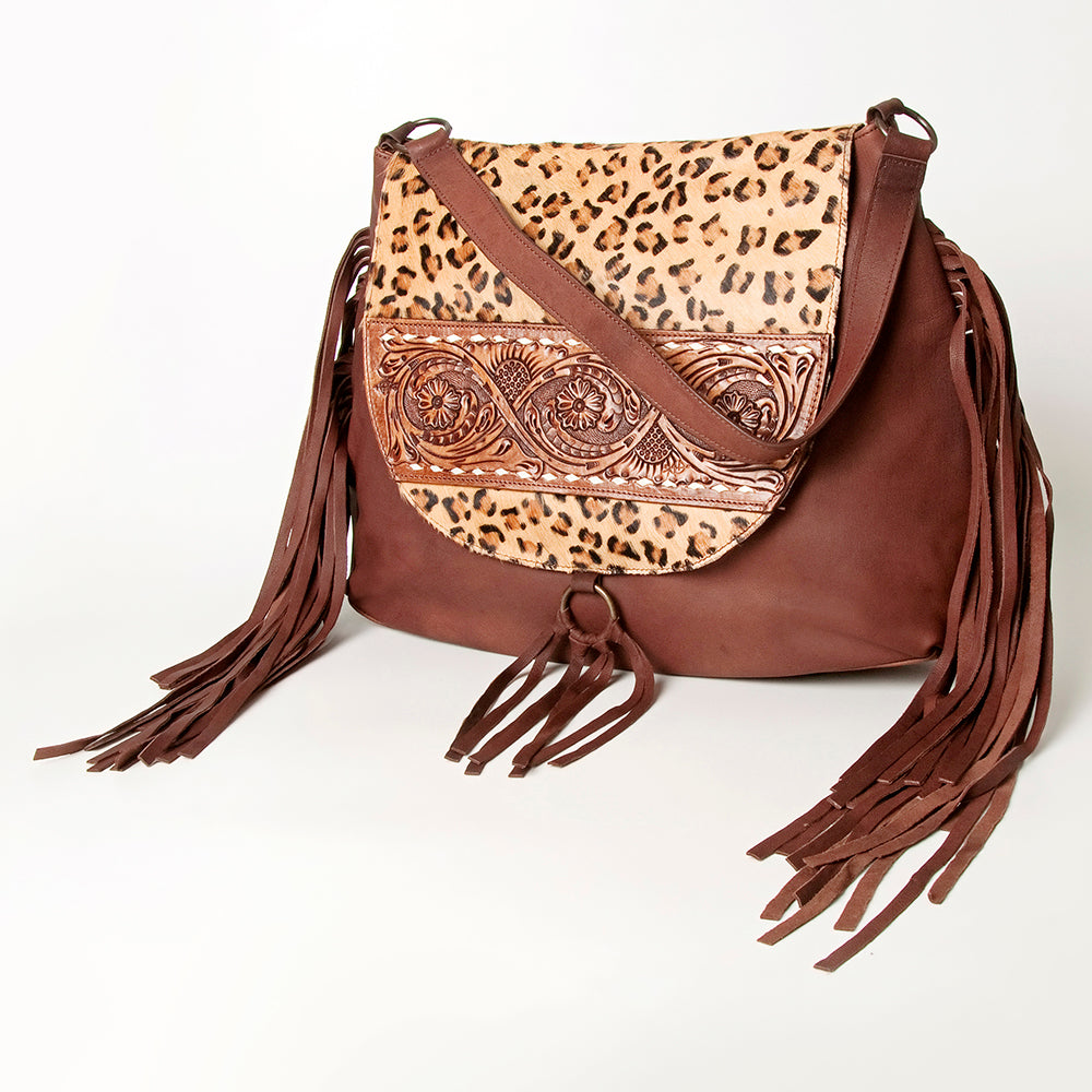 American Darling Messenger Hand Tooled Hair On Genuine Leather Western Women Bag Handbag Purse |