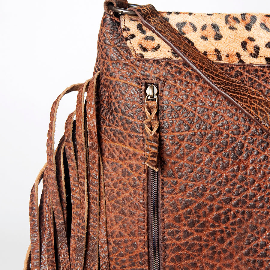 American Darling Messenger Hand Tooled Hair On Genuine Leather Western Women Bag Handbag Purse