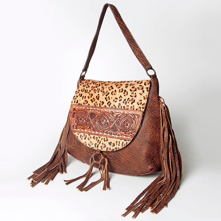 American Darling Messenger Hand Tooled Hair On Genuine Leather Western Women Bag Handbag Purse - Uhorse