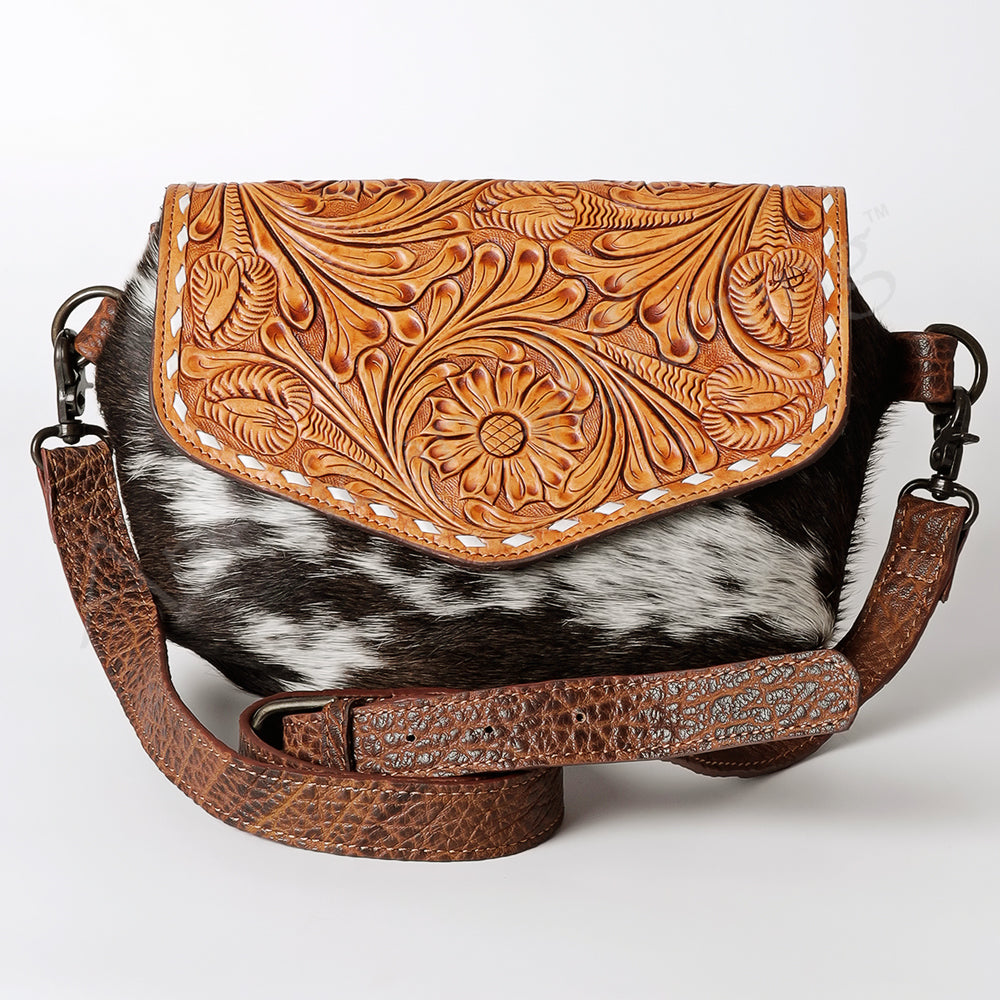 American Darling Cross Body Hand Tooled Hair-OnGenuine Leather women bag western handbag purse