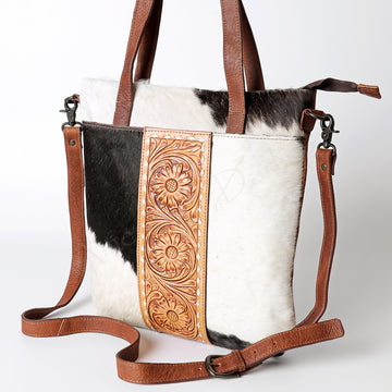 American Darling Tote Hand Tooled Hair-On Genuine Leather women bag western handbag purse