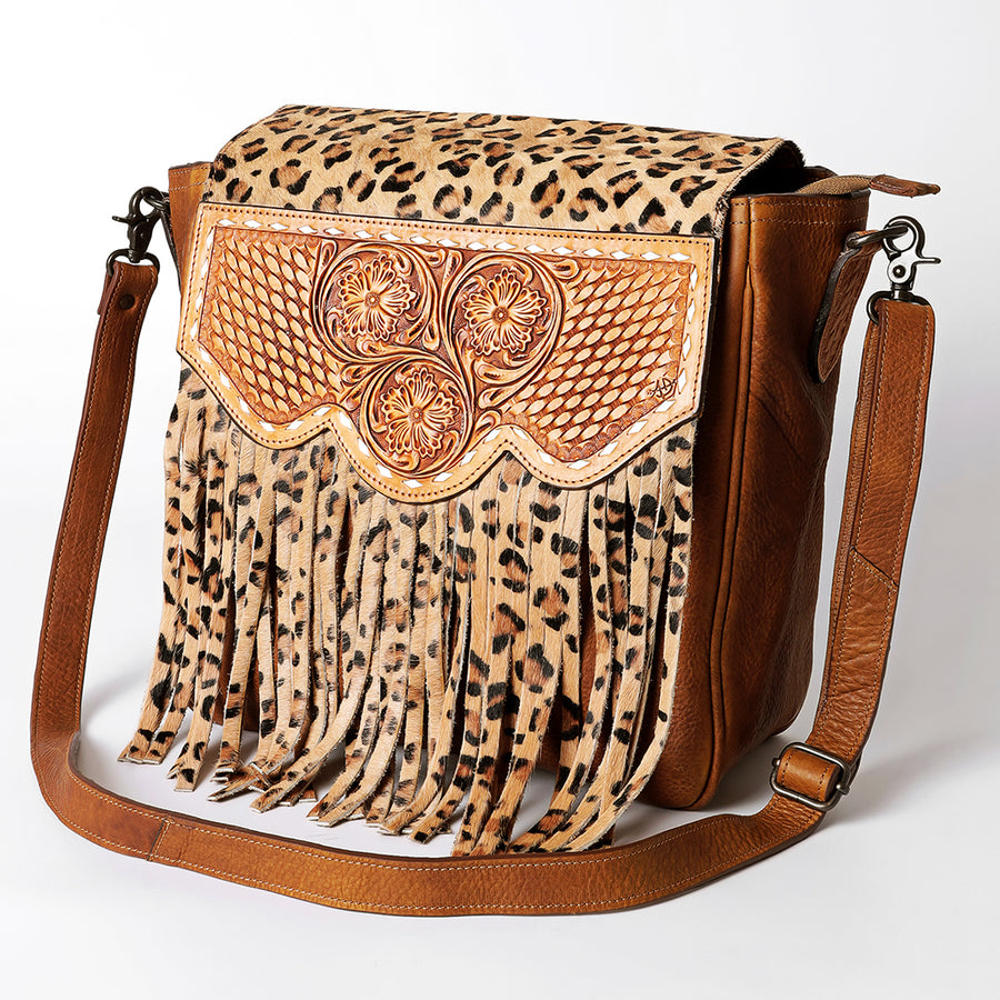 American Darling Messenger I Hand Tooled Hair On Genuine Leather Women Bag Western Handbag Purse - Uhorse