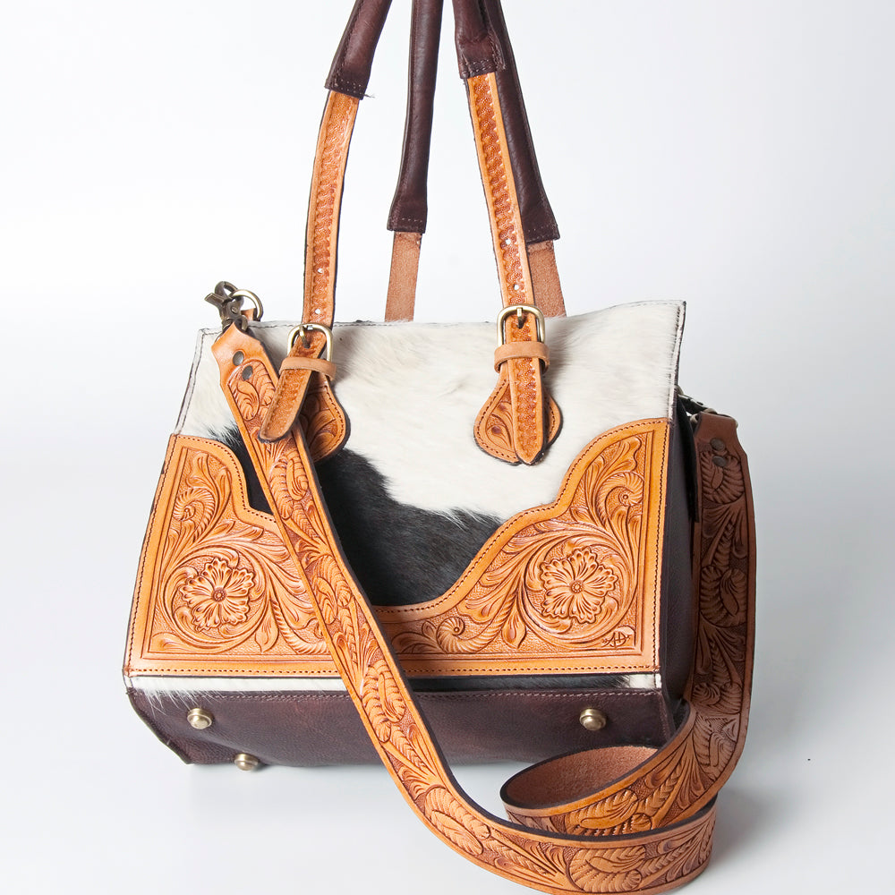 American Darling Tote Hand Tooled Hair On Genuine Leather women bag western handbag purse