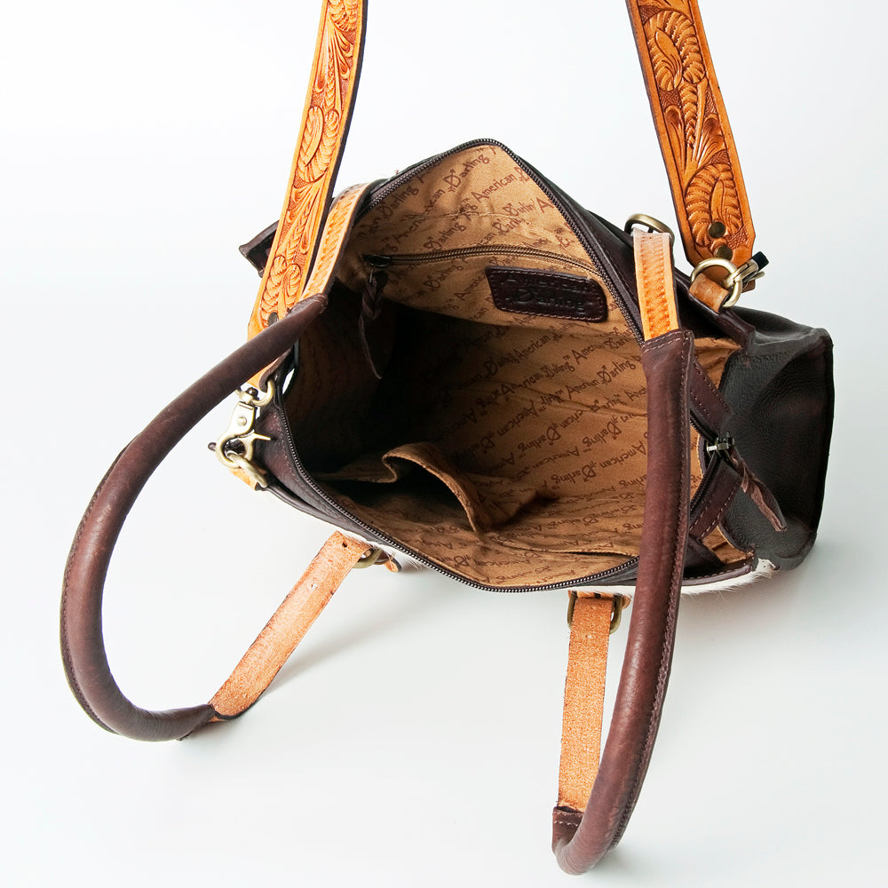 American Darling Tote Hand Tooled Hair On Genuine Leather women bag western handbag purse