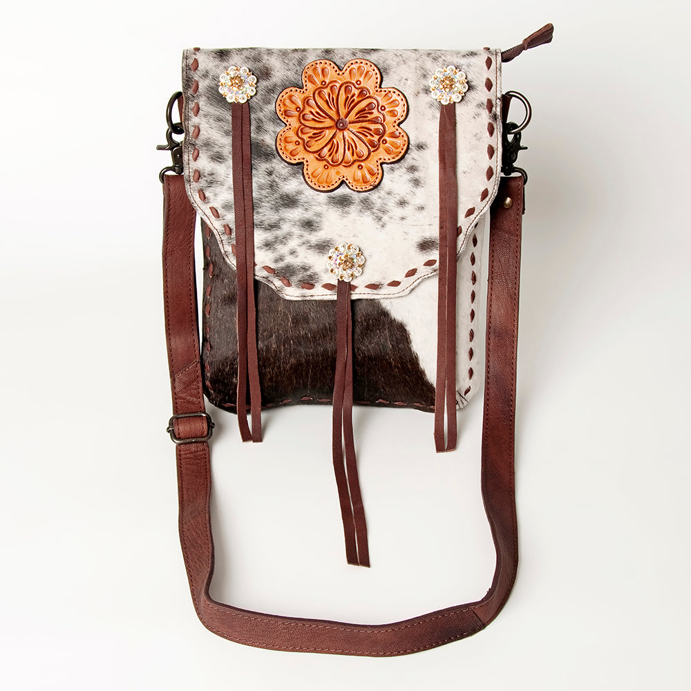 American Darling Cross Body Hand Tooled Hair On Genuine Leather women bag western handbag purse
