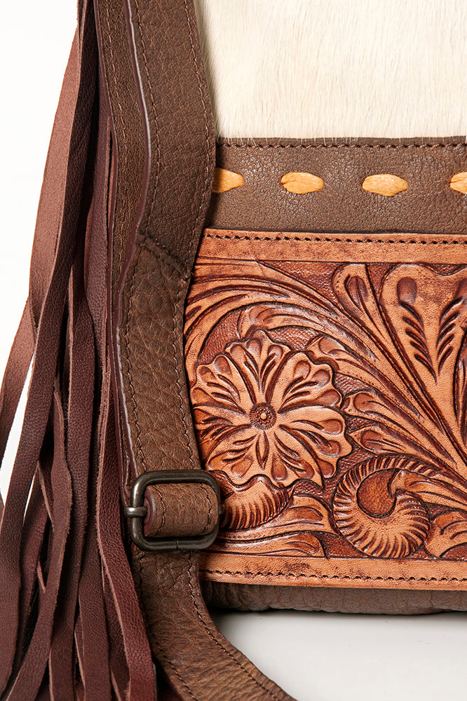 American Darling Messenger Hand Tooled Hair On Genuine Leather women bag western handbag purse