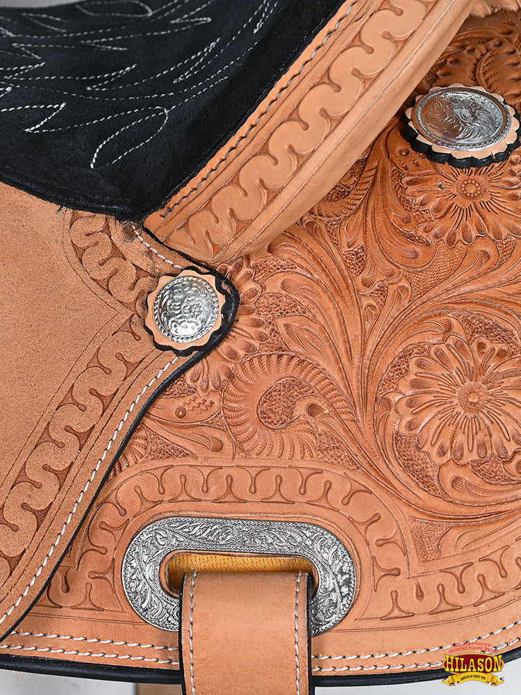 HILASON Western Horse Barrel Racing Saddle Trail American Leather With Tack Set