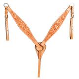 Hilason Western Horse Floral Headstall Breast Collar American Leather Tack Set