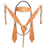 Hilason Western Horse Floral Headstall Breast Collar American Leather Tack Set