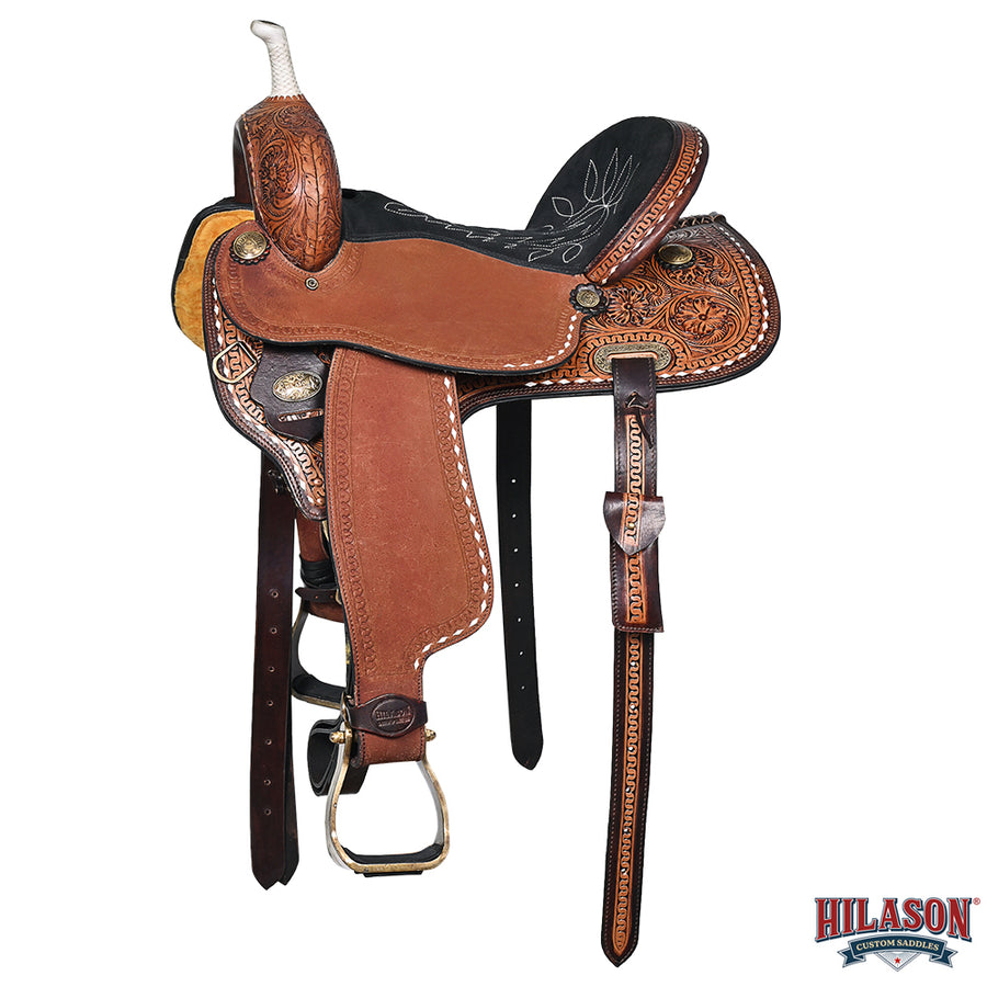 HILASON Western Horse Barrel Racing Saddle Trail American Leather With Tack Set