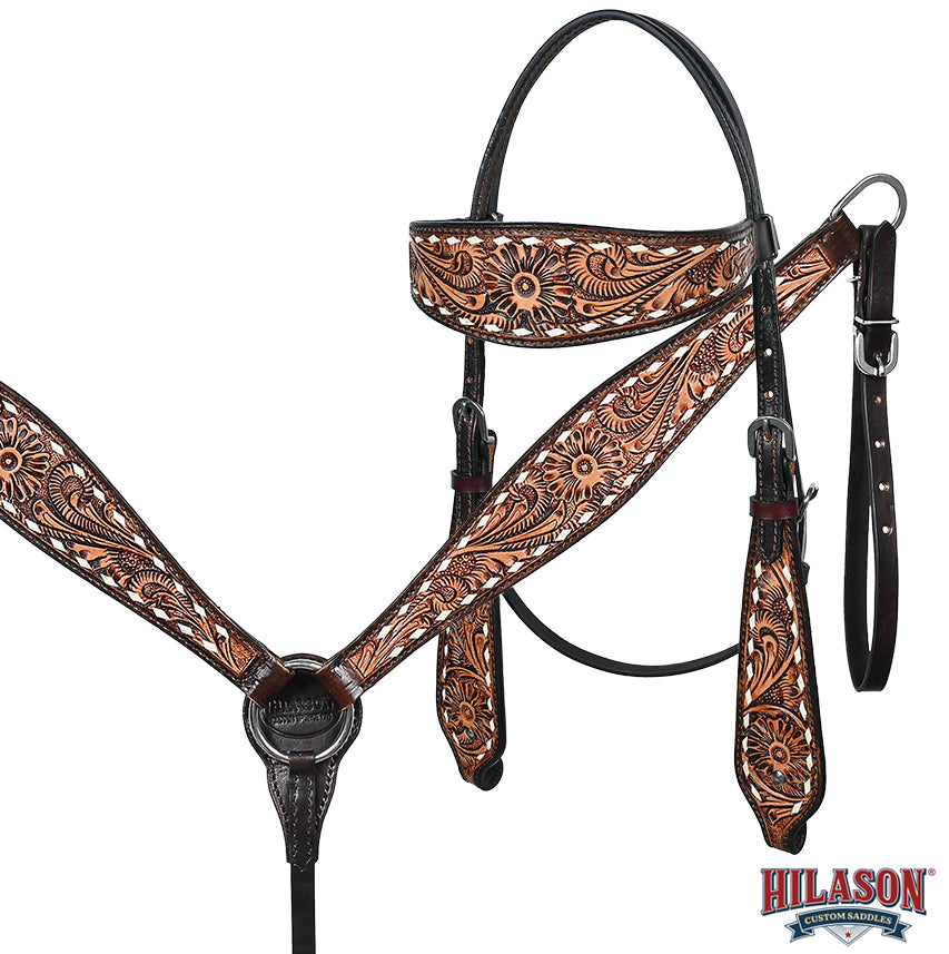 HILASON Western Horse Barrel Racing Saddle Trail American Leather With Tack Set