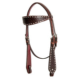 HILASON Western Horse Genuine Leather Headstall & Breast Collar With Side Buck Stitch Brown | headstall for horses
