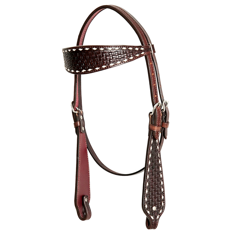 HILASON Western Horse Genuine Leather Headstall With Side Buck Stitch Brown - Hilason