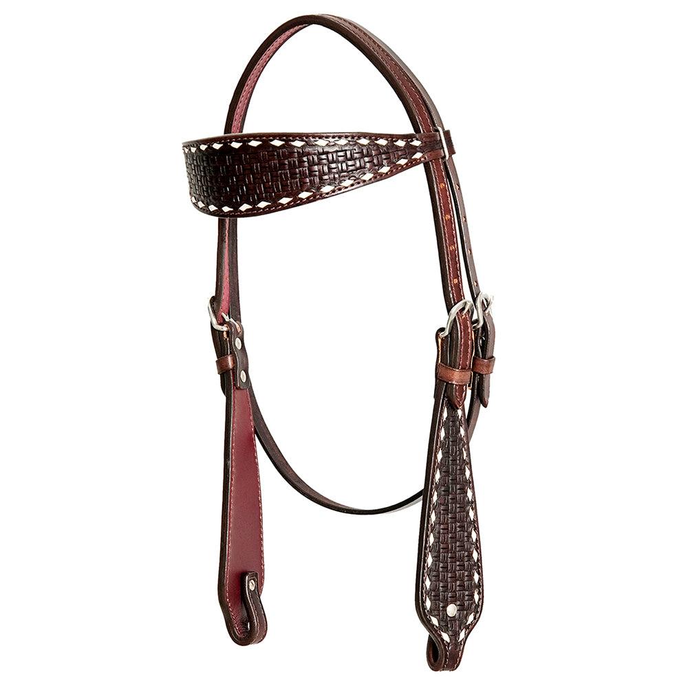 HILASON Western Horse Genuine Leather Headstall & Breast Collar With Side Buck Stitch Brown