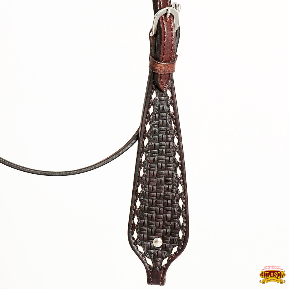 HILASON Western Horse Genuine Leather Headstall & Breast Collar With Side Buck Stitch Brown