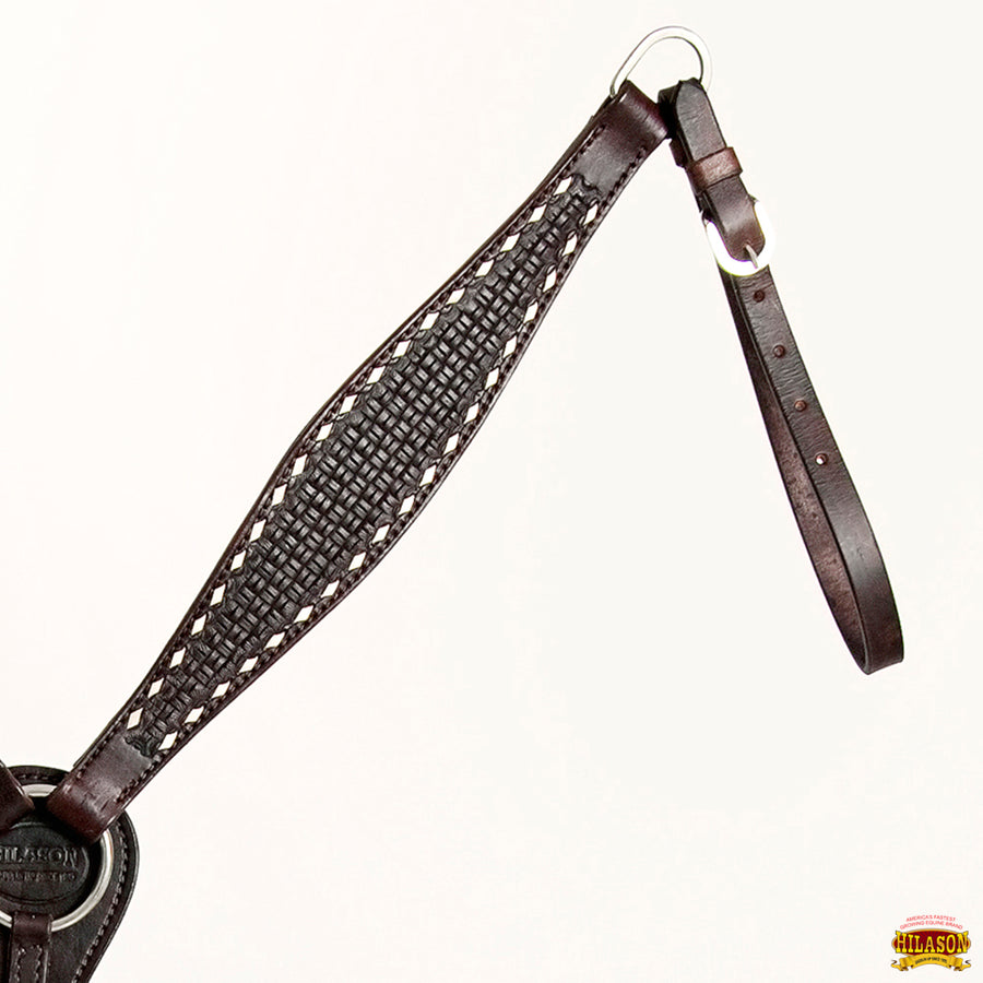 HILASON Western Horse Genuine Leather Headstall & Breast Collar With Side Buck Stitch Brown | for horses