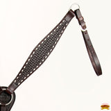 HILASON Western Horse Genuine Leather Headstall & Breast Collar With Side Buck Stitch Brown
