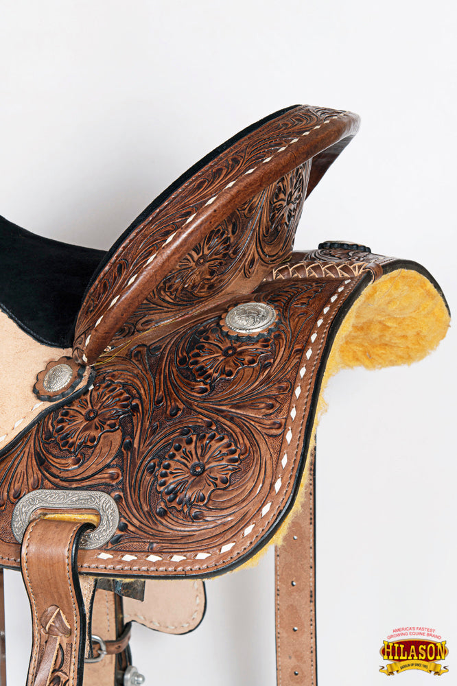 HILASON Western Horse Barrel Racing Saddle Trail American Leather With Tack Set