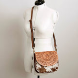 American Darling Messenger Hand Tooled Hair on Genuine Leather Western Women Bag Handbag Purse | Cute