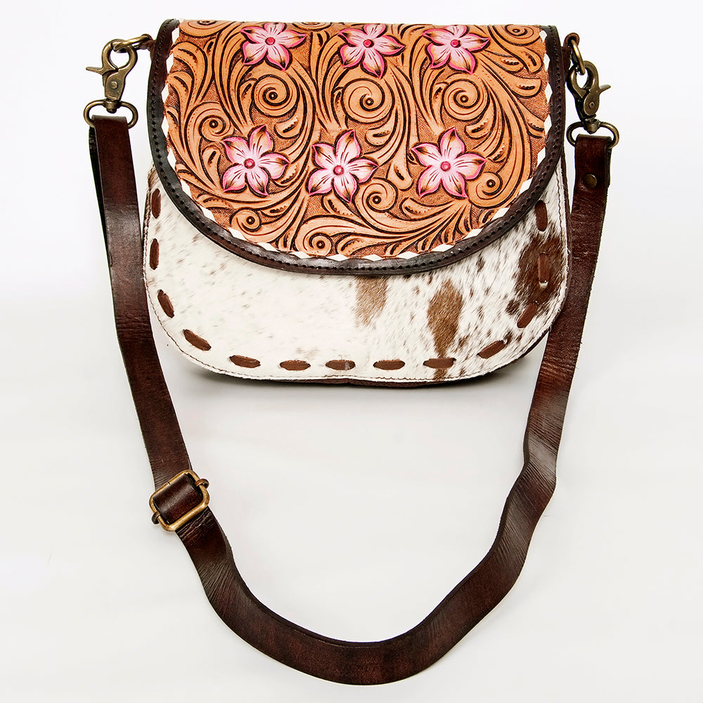 American Darling Messenger Hand Tooled Hair on Genuine Leather Western Women Bag Handbag Purse | Cute