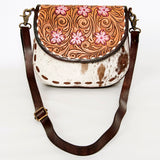American Darling Messenger Hand Tooled Hair on Genuine Leather Western Women Bag Handbag Purse | Cute