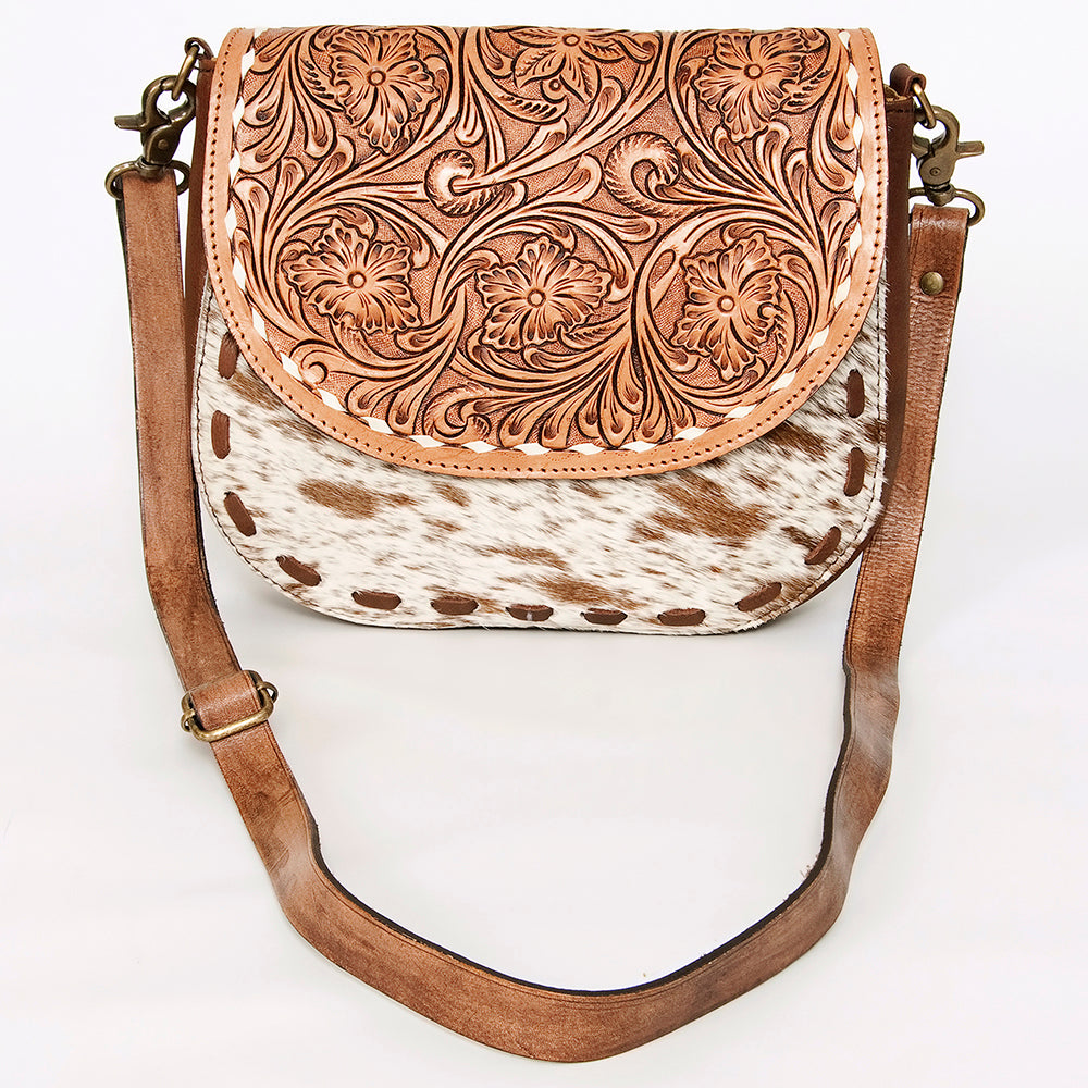 American Darling Messenger Hand Tooled Hair on Genuine Leather Western Women Bag Handbag Purse | Cute