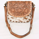 American Darling Messenger Hand Tooled Hair on Genuine Leather Western Women Bag Handbag Purse | Cute