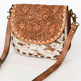 American Darling Messenger Hand Tooled Hair on Genuine Leather Western Women Bag Handbag Purse | Cute