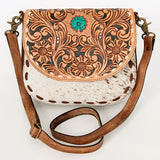 American Darling Messenger Hand Tooled Hair on Genuine Leather Western Women Bag Handbag Purse | Cute
