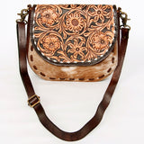 American Darling Messenger Hand Tooled Hair on Genuine Leather Western Women Bag Handbag Purse | Cute