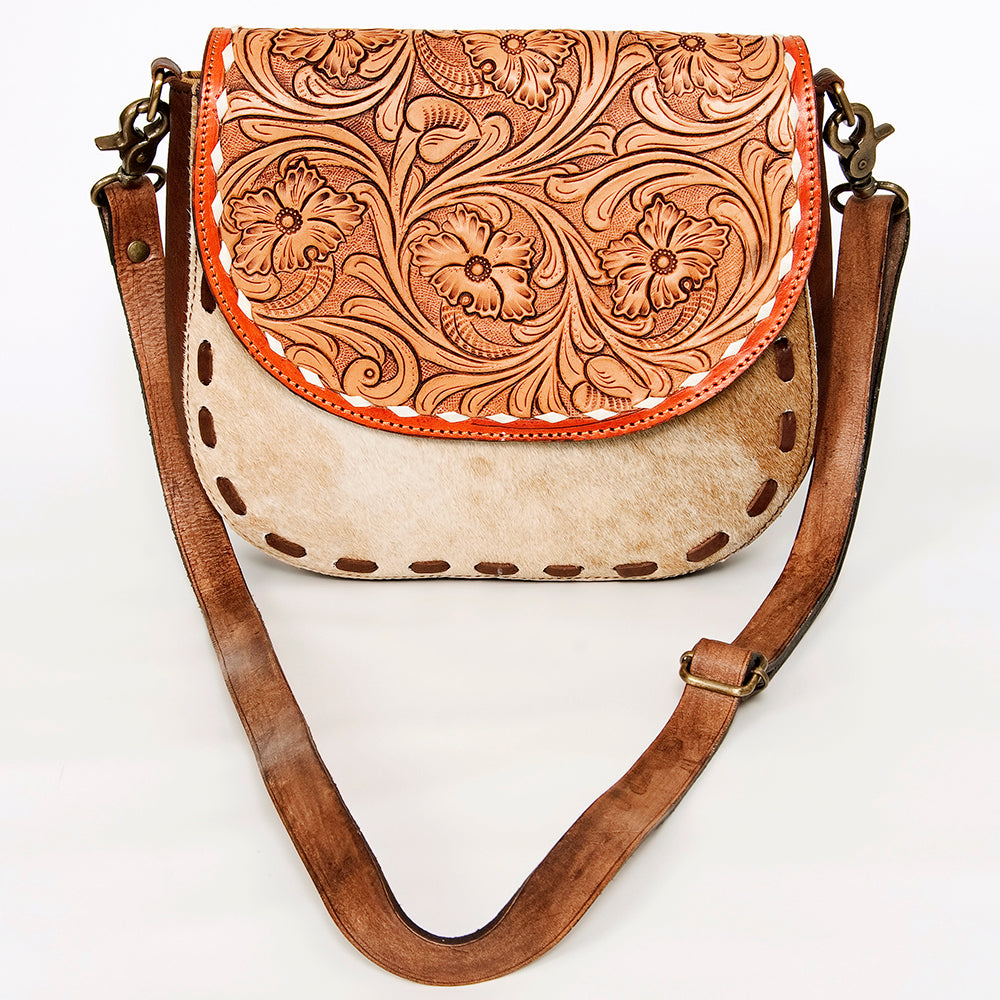 American Darling Messenger Hand Tooled Hair on Genuine Leather Western Women Bag Handbag Purse | Cute