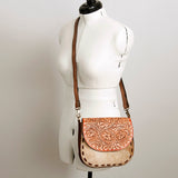 American Darling Messenger Hand Tooled Hair on Genuine Leather Western Women Bag Handbag Purse | Cute