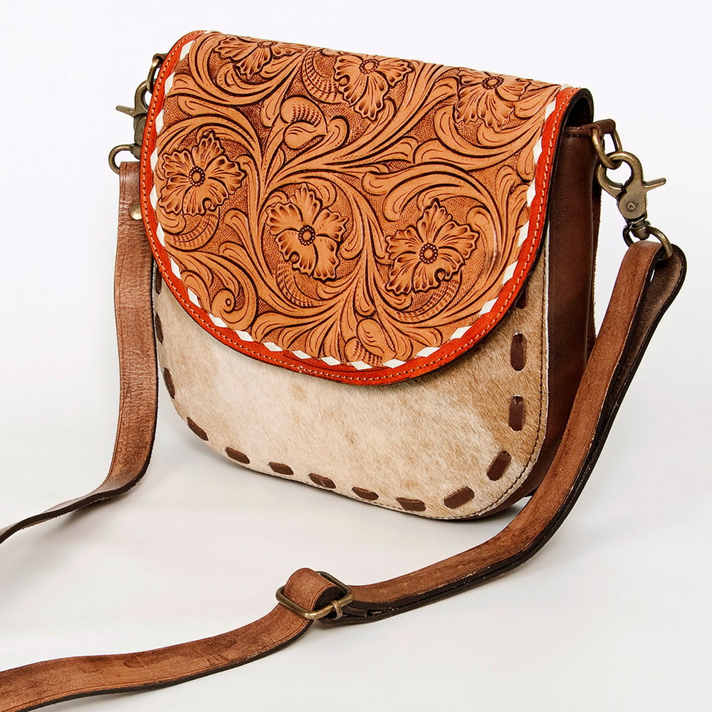 American Darling Messenger Hand Tooled Hair on Genuine Leather Western Women Bag Handbag Purse | Cute
