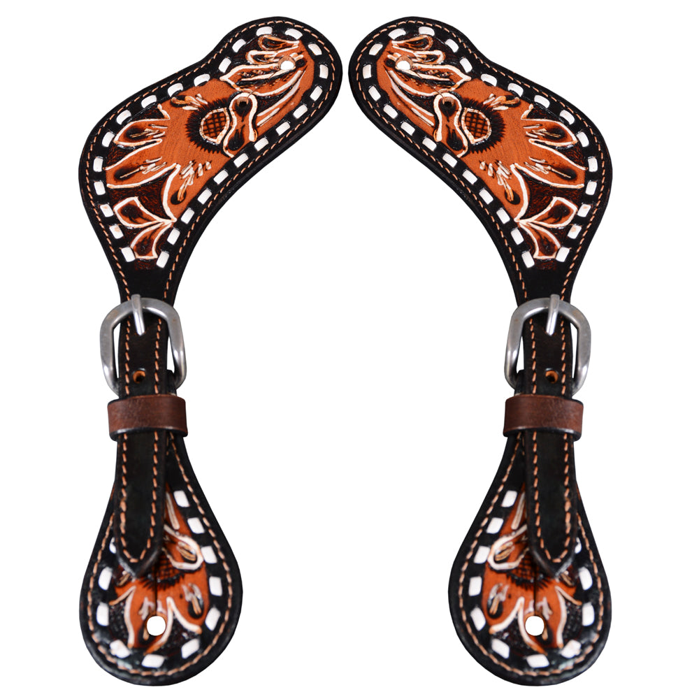 Bar H Equine Leather Spurs Straps for Adults - Western Womens Spur Straps for Horse Riding, Barrel Racing, Show, and Rodeo