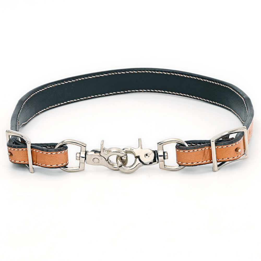 Bar H Equine Horse Genuine Leather Floral Design Tie Downs Snap Ends Tan