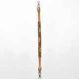 Bar H Equine Horse Genuine Leather Floral Design Tie Downs Snap Ends Tan