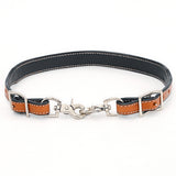 Bar H Equine Horse Genuine Leather Floral Design Tie Downs Snap Ends Tan