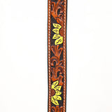 Bar H Equine Horse Genuine Leather Floral Design Tie Downs Snap Ends Tan