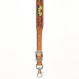 Bar H Equine Horse Genuine Leather Floral Design Tie Downs Snap Ends Tan