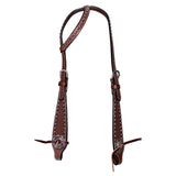 Bar H Equine Western Horse Genuine Leather Hand Tooled One Ear Headstall Dark Brown