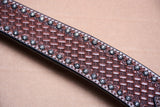 BAR H EQUINE Genuine Horse Hand Tooled Basketweave Leather Breast Collar Brown