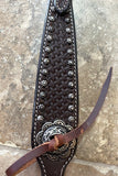 Bar H Equine Western Horse Genuine Leather Hand Tooled One Ear Headstall Dark Brown