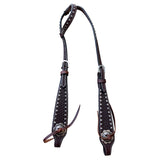 Bar H Equine Western Horse Genuine Leather Hand Tooled One Ear Headstall Dark Brown